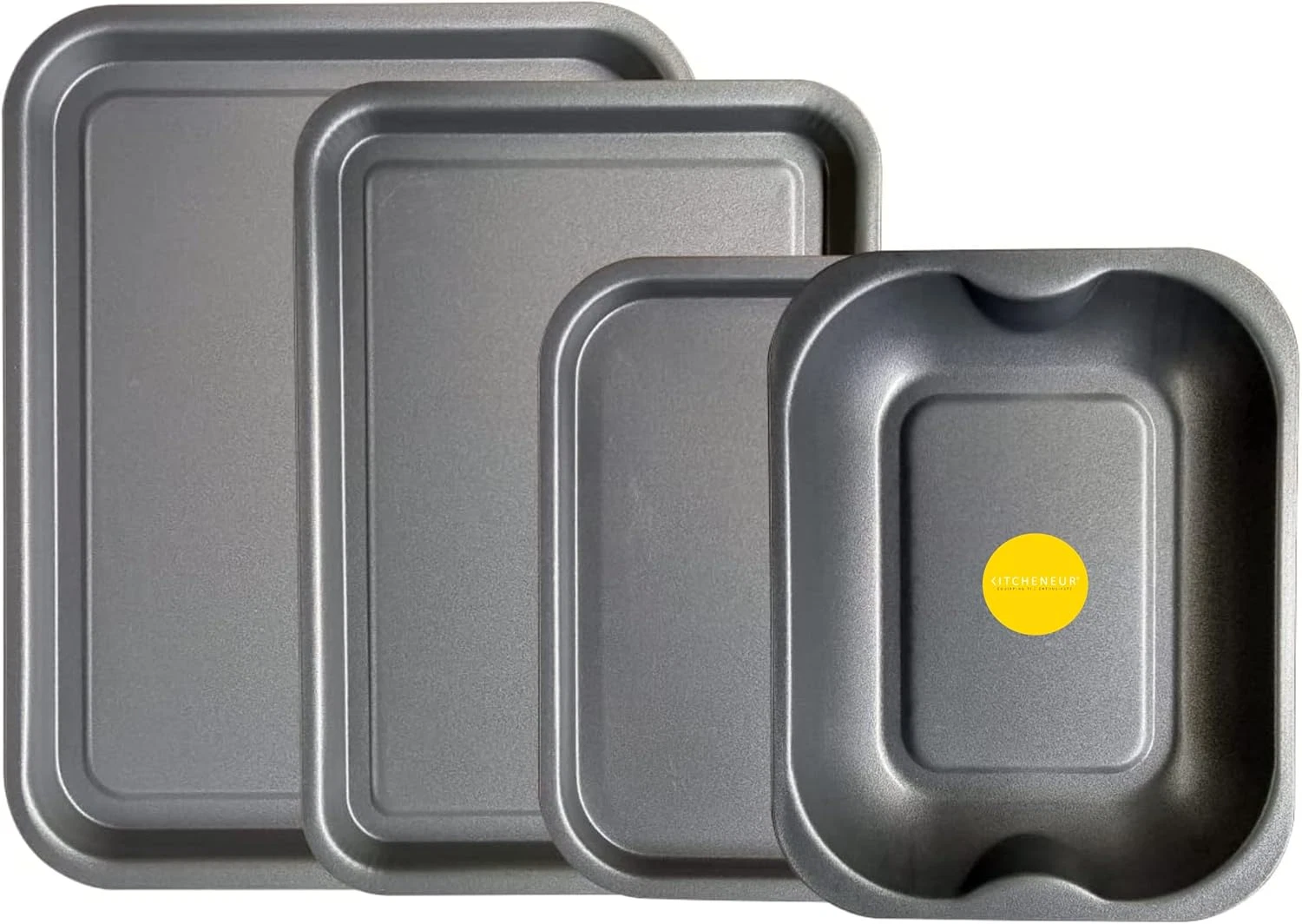4 Pack Non Stick Oven Baking and Roasting Tray Set 38cm 35cm 28cm Pans