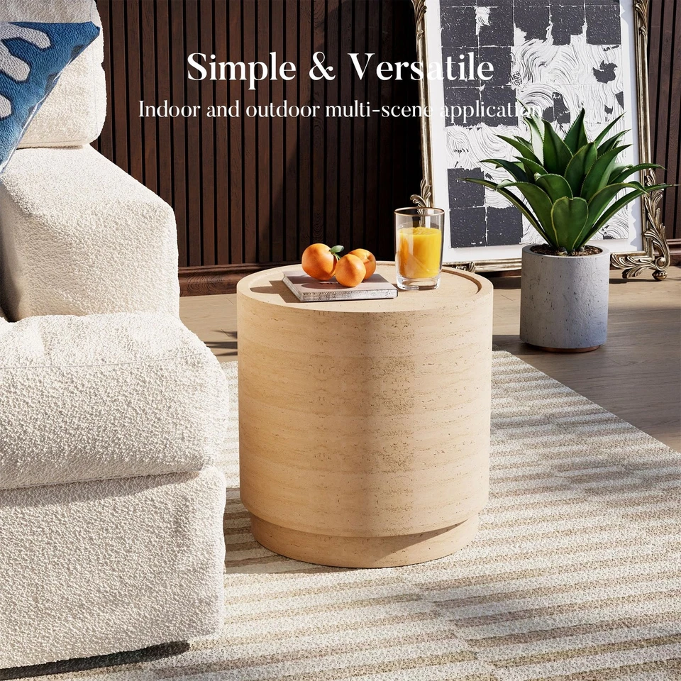 Mesa auxiliar exterior 14,4", mesa auxiliar redonda de hormigón para patio pequeña co... Foto 4 de 4