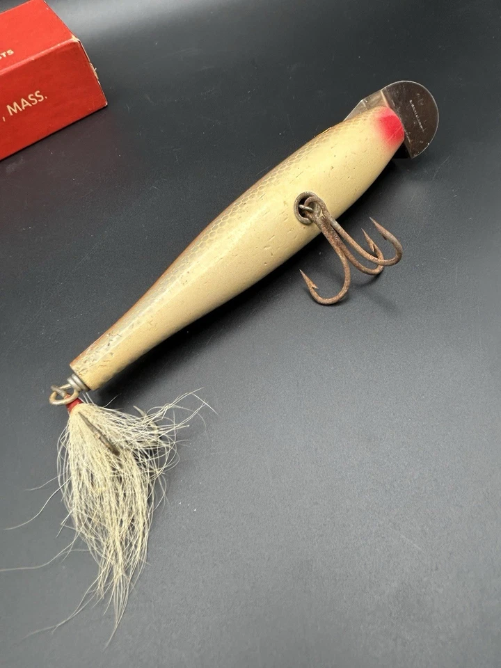 Vintage Stan Gibbs Wooden Fishing Lure Cast-A Genuine White GS 3 1950s U.S. - Image 3 of 4