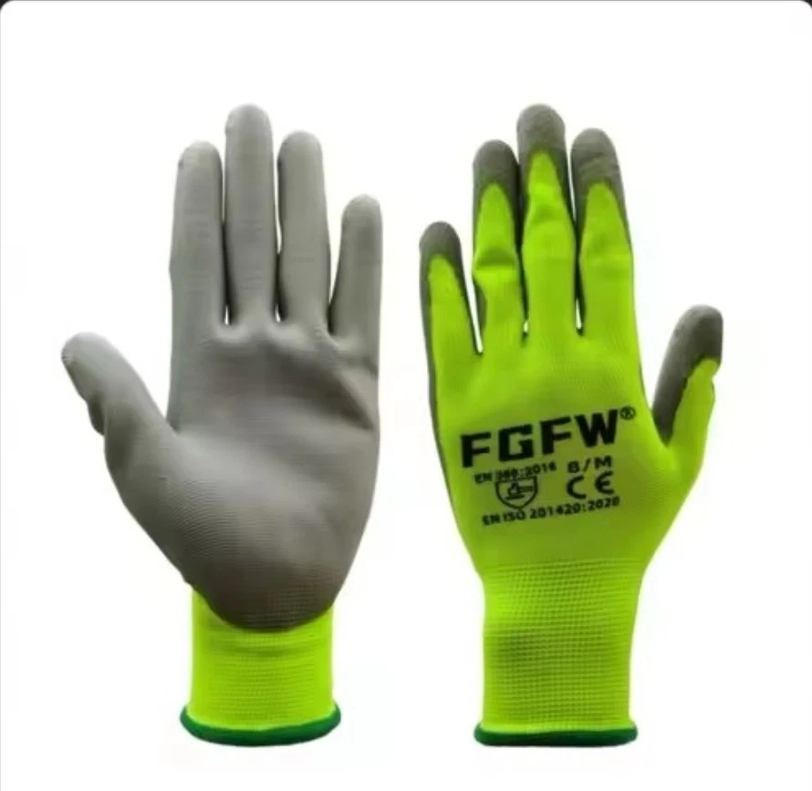 10 PAAR PU-beschichtete Arbeitshandschuhe – EN 388/ISO20471  Größe M