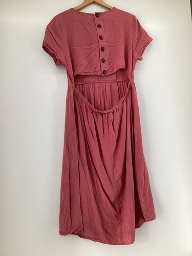 Apricot Pink Short Sleeve Midi Dress with Cut Out Back Size 16 UK - Picture 2 of 8