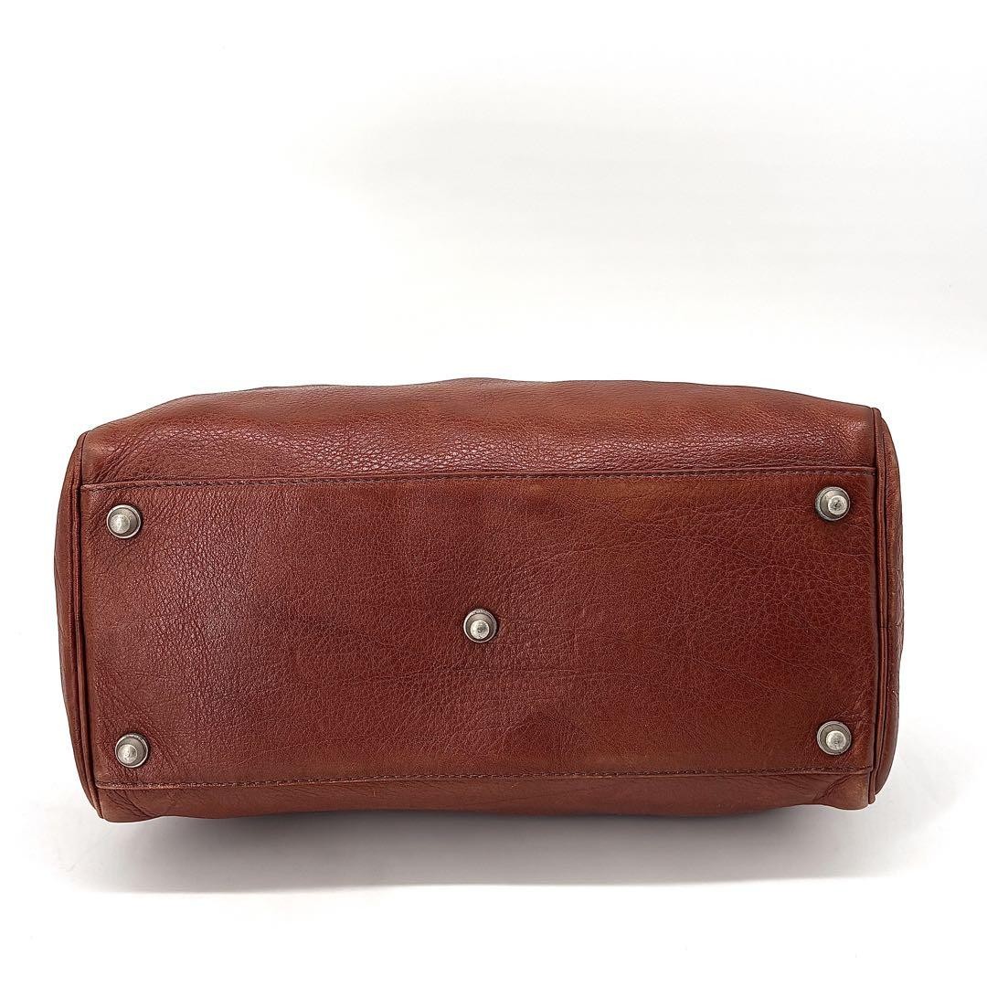 agnes b mini Boston bag in brown grained leather with