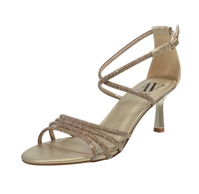 L'amour Sandalen mit Absatz und Riemchen Gold - Größe 36 [23 cm] Damenschuhe Absatz