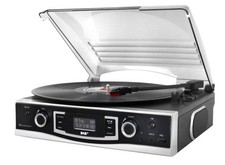 Soundmaster Plattenspieler/DAB+Radio PL590SW sw Schallplattenspieler