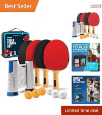 Portable Table Tennis Set with Retractable Net Paddles Balls Case for Family Fun