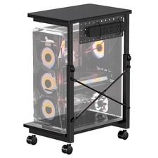 Height Adjustable Computer Tower Stand - 2-Tier ATX-Case PC Floor Stand with ...