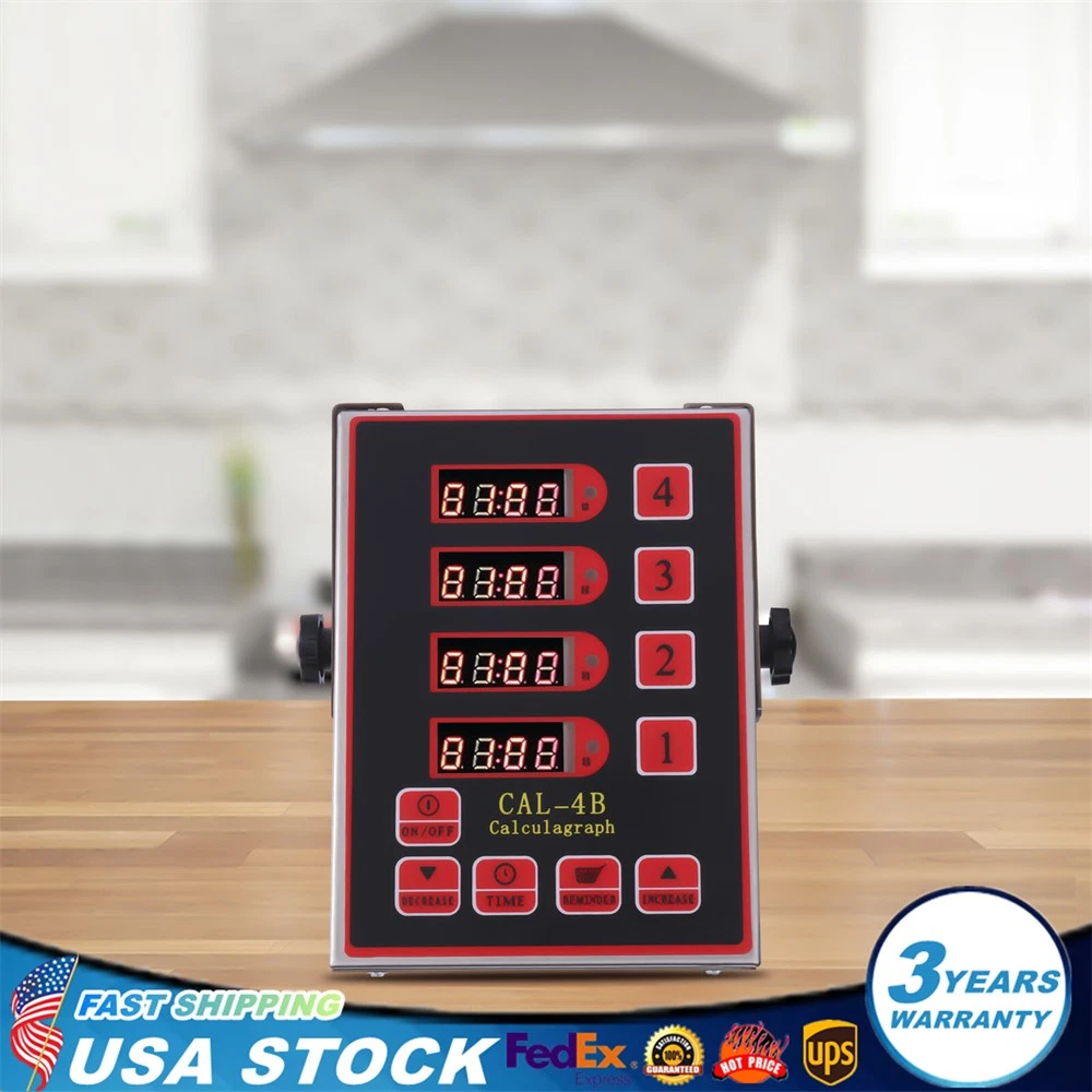 4-Channel Digital Kitchen Timer CAL-4B Restaurant Cooking Reminder Commercial