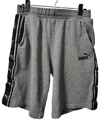 Puma Pull-on Shorts Ash Gray Black Pockets Drawstring Elastic Waist Size M