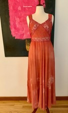 1940sHand Dyed Silk Nightgown - Lace and Embroidery - 40s Nightgown L