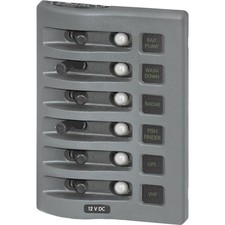 4376 WeatherDeck 12V DC Waterproof Circuit Breaker Panel - Gray, 6 Positions