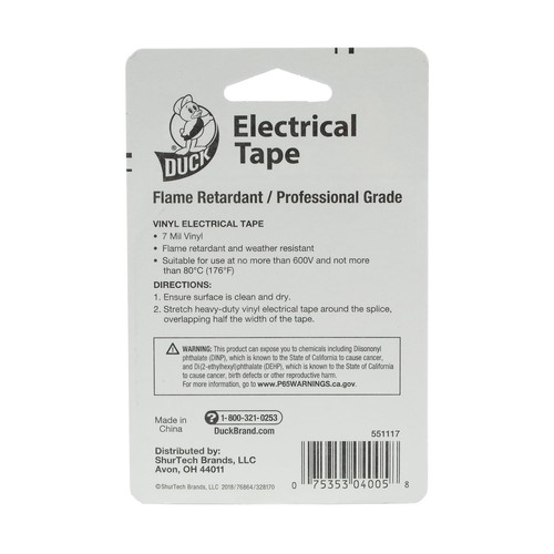 Duck Pro Electrical Tape 3/4" x 66 ft 1" Core Black 551117 - Bild 4 von 5