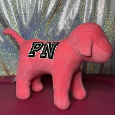 Victoria  s Secret VS PINK NATION Plush Stuffed Dog Pink Large Velvet Monogrammed