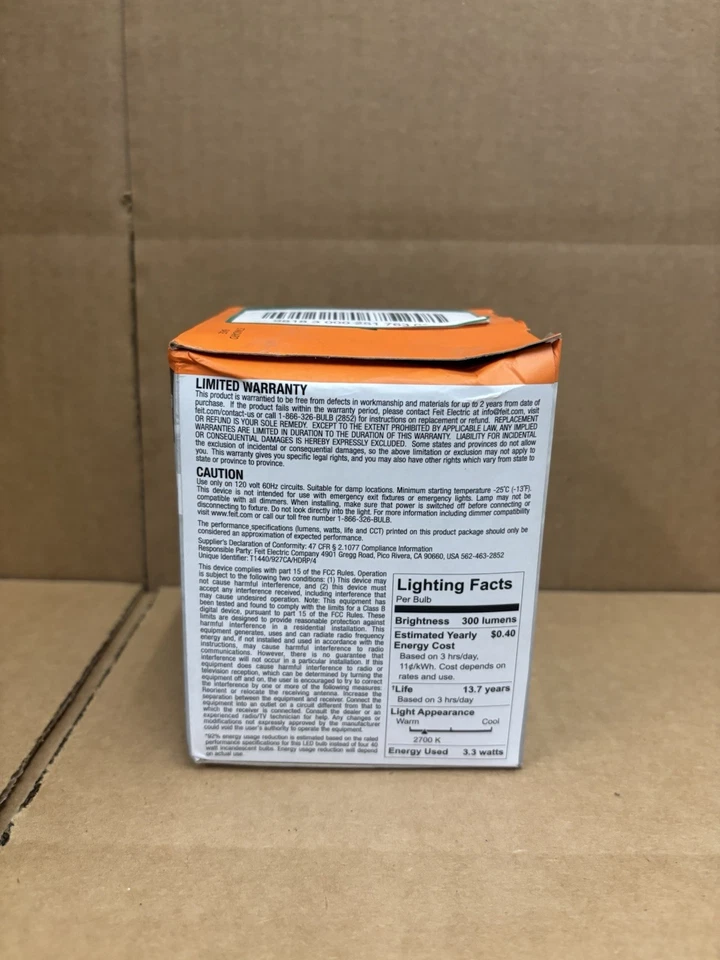 FEIT Electric 4-Pack Clear Glass 40w Replacement LED T14 Bulbs 300 Lumens - Image 2 of 4