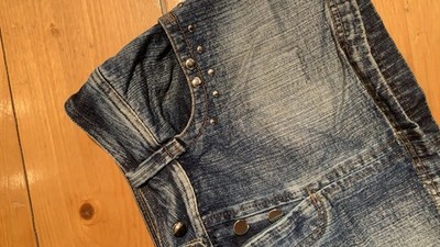 Roberto Cavalli Damen Jeansrock Denim Nieten Made in Italy Strass Tasche