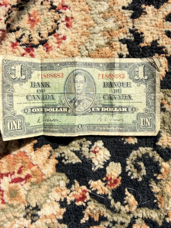 1937 Canadian One Dollar Note Gordon Towers King George VI Ottawa