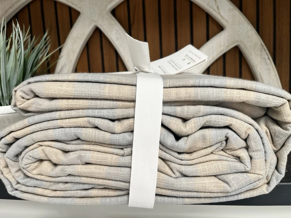 1 funda nórdica Pottery Barn King/California King Dalton a cuadros AZUL tostado NUEVA Foto 4 de 4