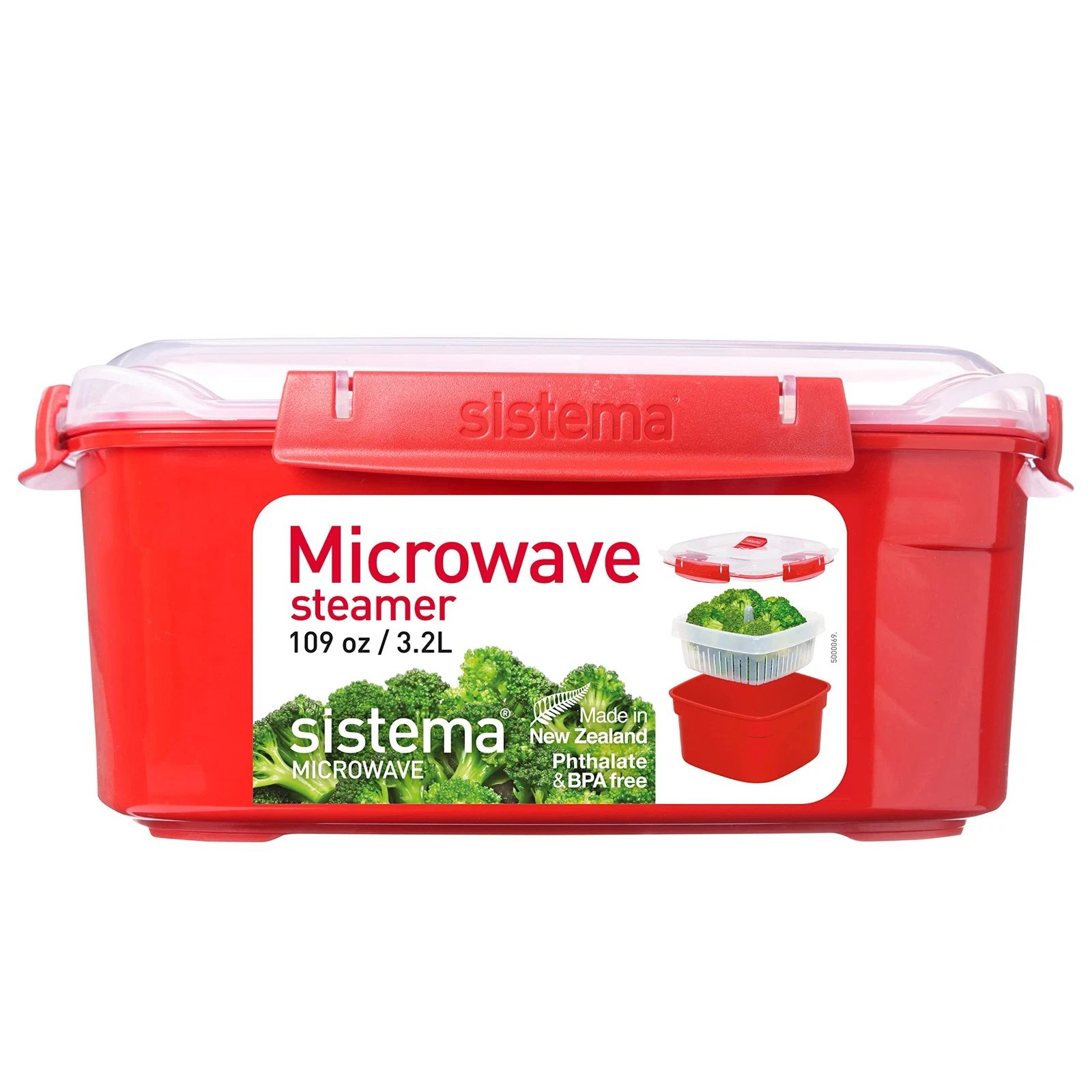 Heat Eat Microwaveable Food Steamer 3.2L Removable Basket Steam Release Vents