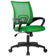 Adjustable Height Green Office Chair with Mesh Back Lumbar Support for Adults