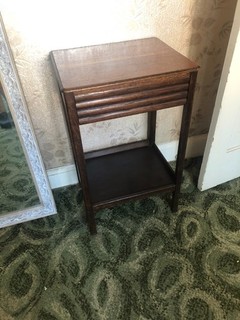 Vintage Bedside Table with Slatted Drawer Front & Shelf