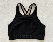Nike Dri-Fit Sports Bra Tank Small Black Mesh Perforated Crop Criss Cross Back