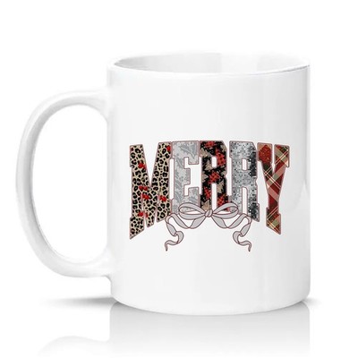 Merry Womens 11 Unzen Keramiktasse festliches Muster Weihnachtsgeschenk