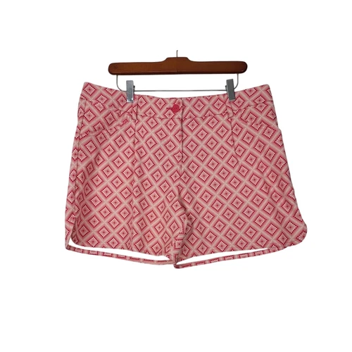 Pantaloncini da golf Puma 14 donna taglie forti rosa bianco stampa geometrica fondo vita media