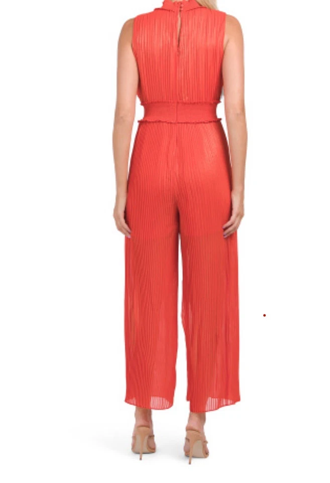 NUEVO SIN ETIQUETAS Mono Nanette Lepore Cuello Simulado Plisado Cintura Elástica Coral Para Mujer’s 6 Foto 2 de 4