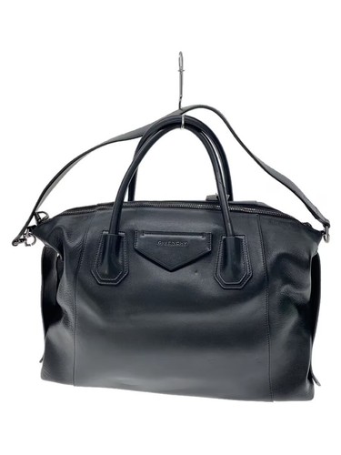 Givenchy Antigona Soft Medium Black Leather 2Way Shoulder Bag Auth Italy