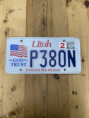 Vintage Utah In God We Trust US Car License Number Plate P380N