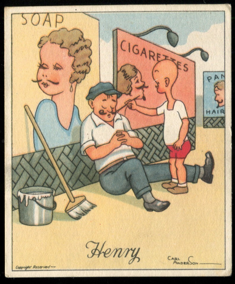 henry cigarette cards value Tobacco Card, J Wix, HENRY by CARL ANDERSON,1936, 5th, Moustache, Graffiti,  #42