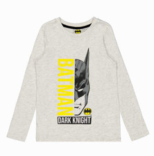 Neu Jungen Langarmshirt - Batman Shirt mit Print hellgrau Gr. 98, 116, 122, 128