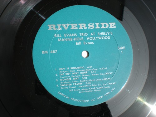 Bill Evans Trio At Shelly's Manne-Hole Original Orpheum Mono Riverside VG - Picture 3 of 4