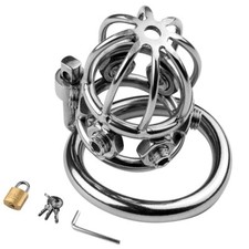 New Male Chastity Device Chastity Lockable Stainless Steel Cage Rings Breathable