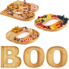 3Pcs Halloween Charcuterie Board, BOO Halloween Cheese Board Wooden Halloween Se