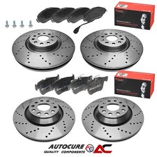 PER VW GOLF GTI TCR DSG MK7 2.0 DISCHI FRENO FORATI ANTERIORI E POSTERIORI E PASTIGLIE BREMBO