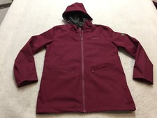 Cat Caterpillar Jacket Womens L Large Burgundy Full Zip Hooded Wind Water Resist