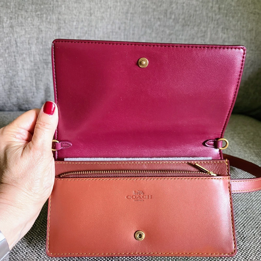 Coach Belt Bag & Crossbody Purse. Colorblock: Signature Canvas w Saddle Leather