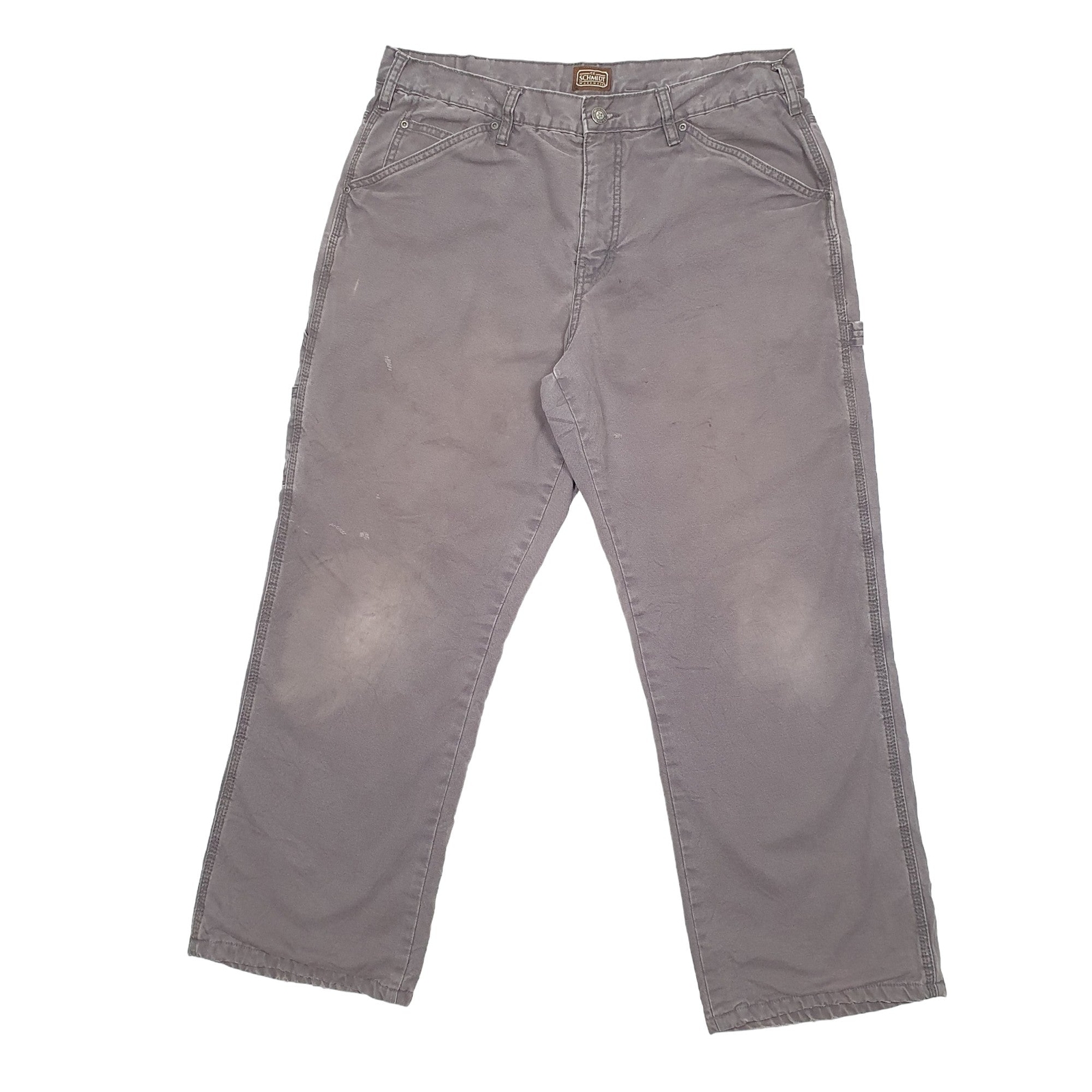 SCHMIDT Lined Winter Thermal Carpenter Workwear Trousers Cotton Grey W36 L30 image 2