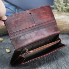 Vintage Women's Genuine Leather Credit Cards Long Checkbook Wallet Clutch