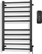 Luxury 10-Bar Electric Towel Warmer with Timer - Wall Mounted Black Rack