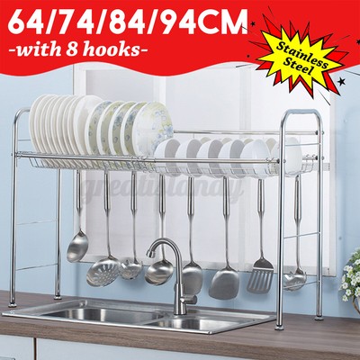 64/84CM Over Sink Dish Drying Rack Stainless Steel Kitchen Cutlery Shelf Holder 64/84CM Over Sink Dish Drying Rack Stainless Steel Kitchen Cutlery Shelf Holder