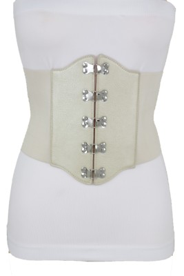 white leather corset belt