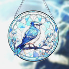 Bluejay Blue Bird Suncatcher Metal Hanging Chain Colorful Indoor Outdoor