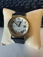 SDG South Dakota Black Hills Women's Watch 12k Gold Leaves LEATHER BAND