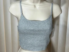 Gap Cropped Bralette S Wireless Pullover Square Neck Ribbed Bra Gray GapBody