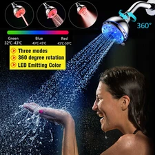 RGB 7 Colorful LED Light Water Bath Bathroom Filtration Shower Head Color Change