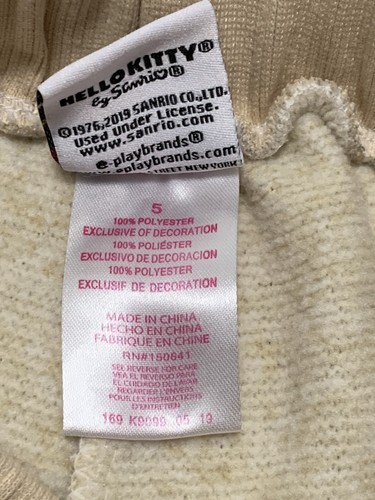 Hello Kitty Jogger Youth Girls Size 5 Beige Pull Up Drawstring - Picture 6 of 12
