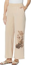 DG2 Diane Gilman Wide-Leg Soft Pant Taupe M NEW 68