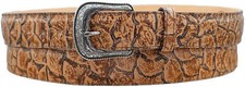 Handcrafted Full Grain Genuine Leather Cowboy Tan Pirarucu LG Fish Print Belt