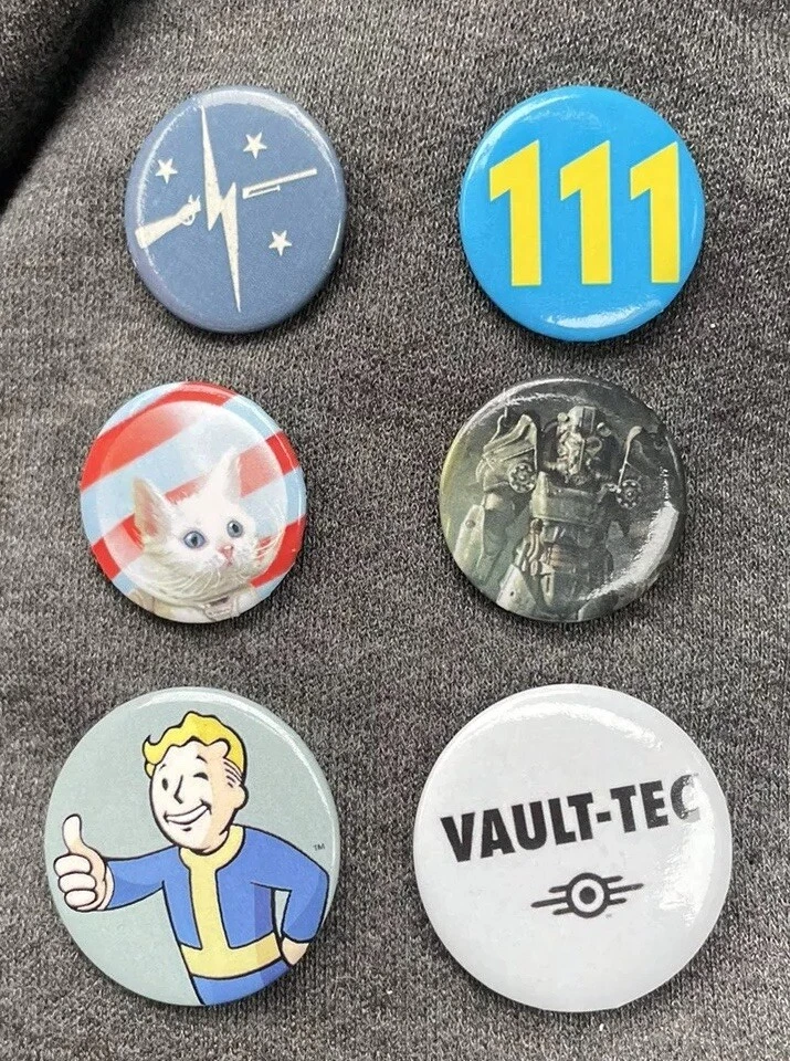 Fallout Official Button x6 Pin Badges - GB Eye Bethesda Badges - New Sealed - Image 2 of 4